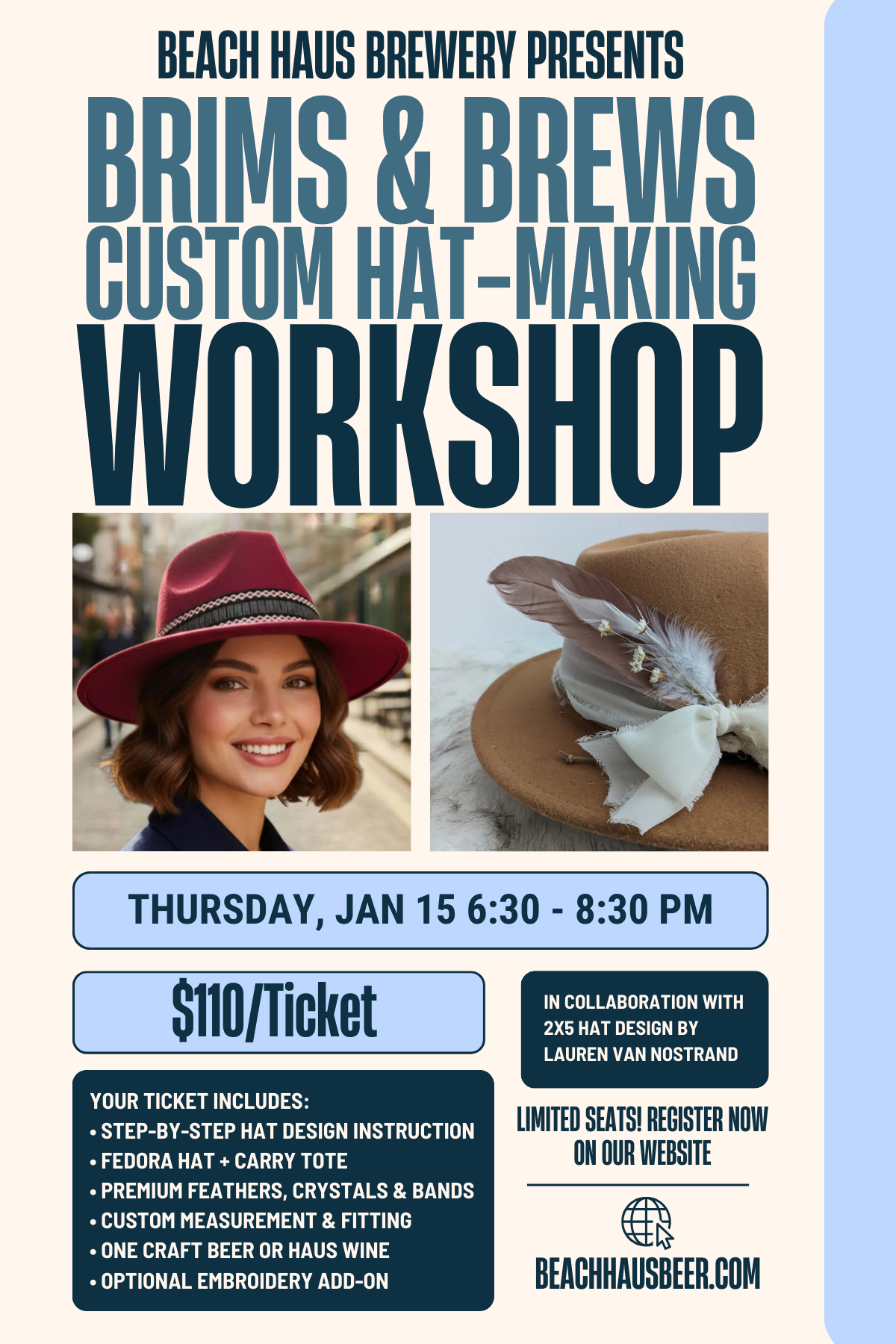 Brims & Brews Hat-Making Workshop - Jan. 17, 2026