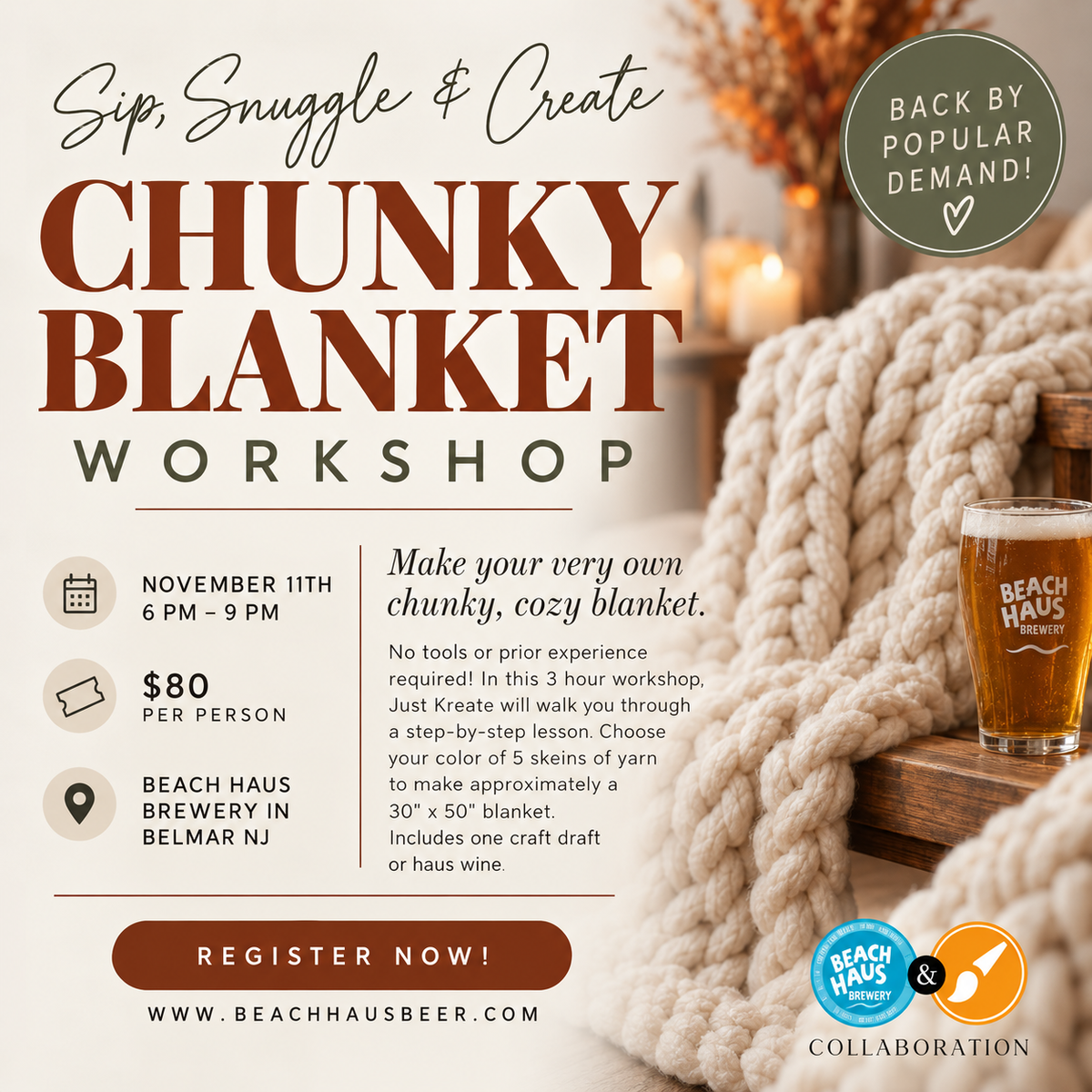 Chunky Blanket Workshop - November 11, 2026